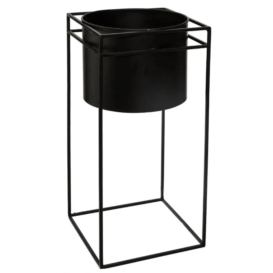 Plantenpotten - 2x - standaard - zwart - H25 en H40 cm