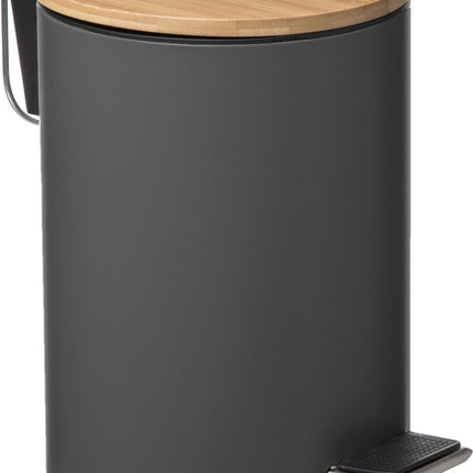 Poubelle à pédale - gris foncé - métal - 3 L