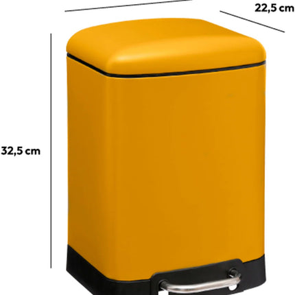 Poubelle/poubelle à pédale - argent - métal - 6 litres - 23 x 22 x 32 cm