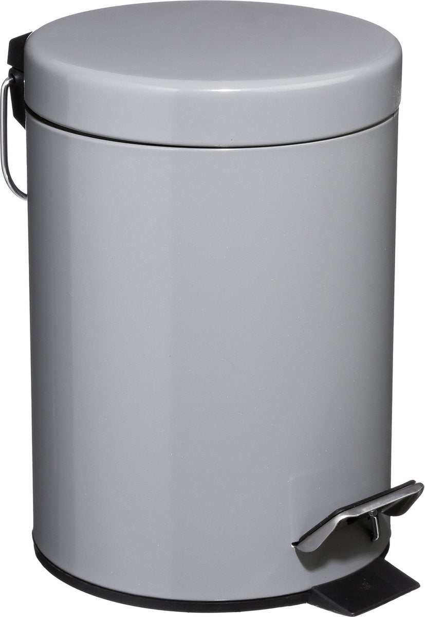 5Five pedaalemmer 3 liter van metaal – zwart, wit, grijs, taupe of beige – foto 12