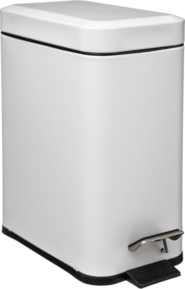 Poubelle/poubelle à pédale métal inox blanc 5 litres - 14x29x30 cm