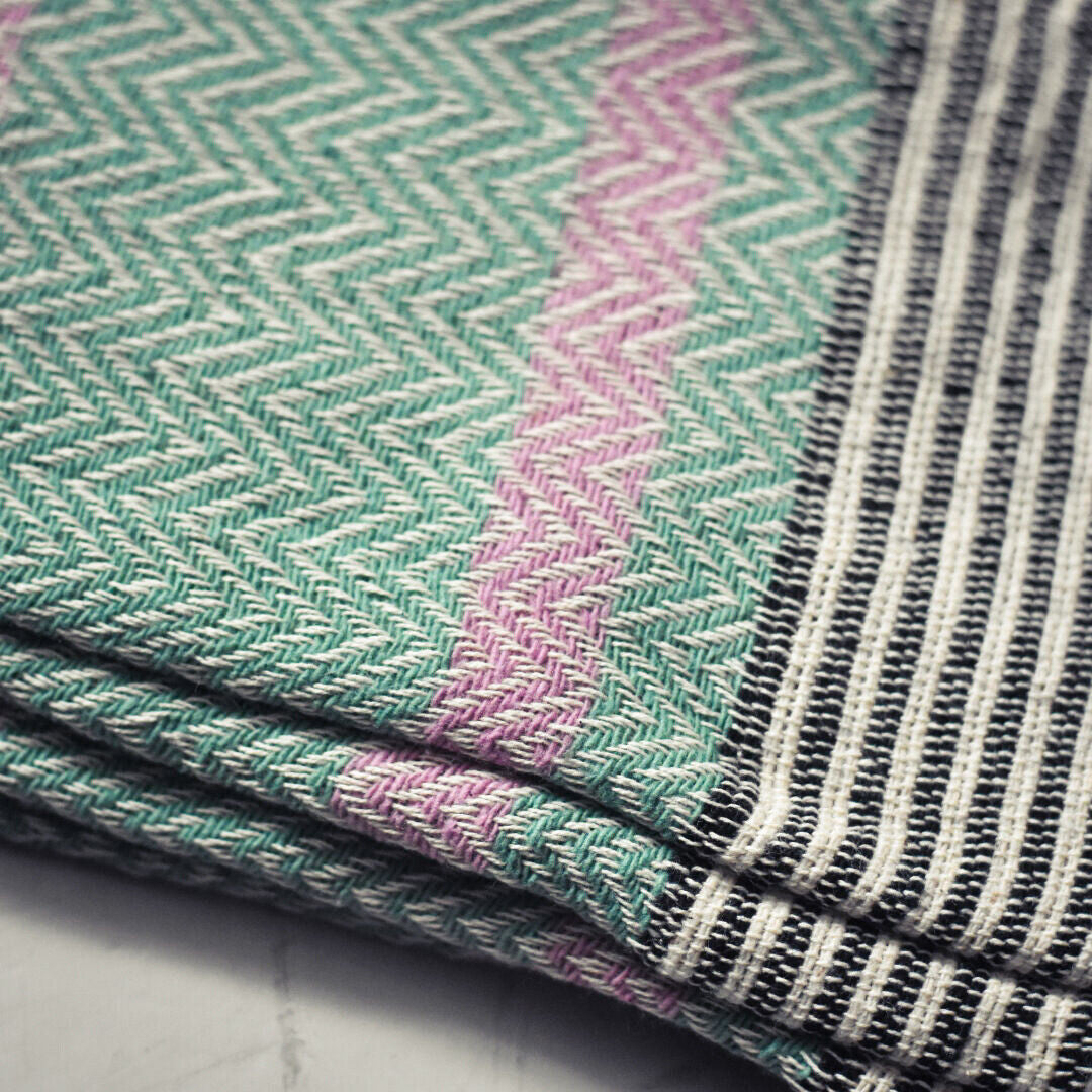 Oosterse katoenen plaid met kwastjes – handgemaakt, 125 x 180 cm – foto 4