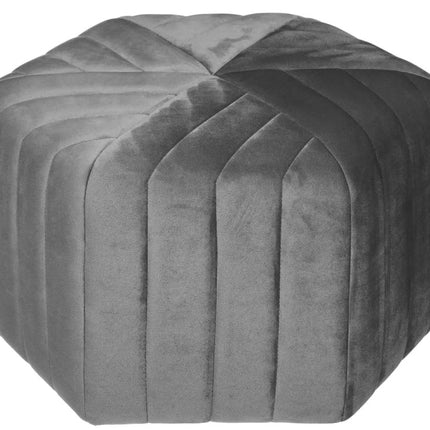 Pouffe 6 pans velours gris 52x48x30 cm