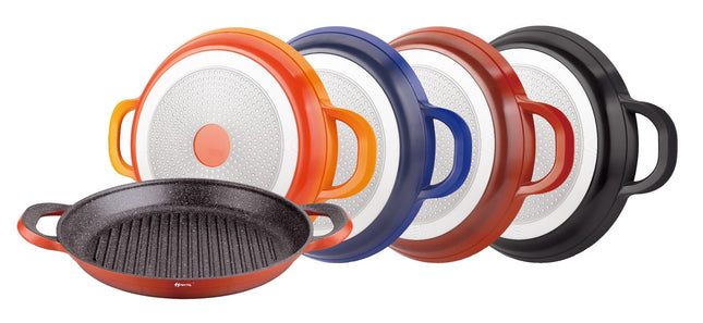 Hakal Poêle grill antiadhésive en fonte d'aluminium 32 cm