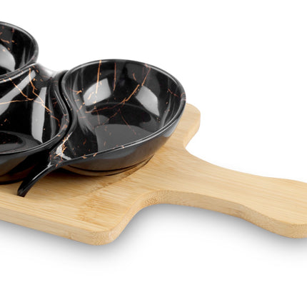 Planche de service avec 6 coupelles – aspect marbre