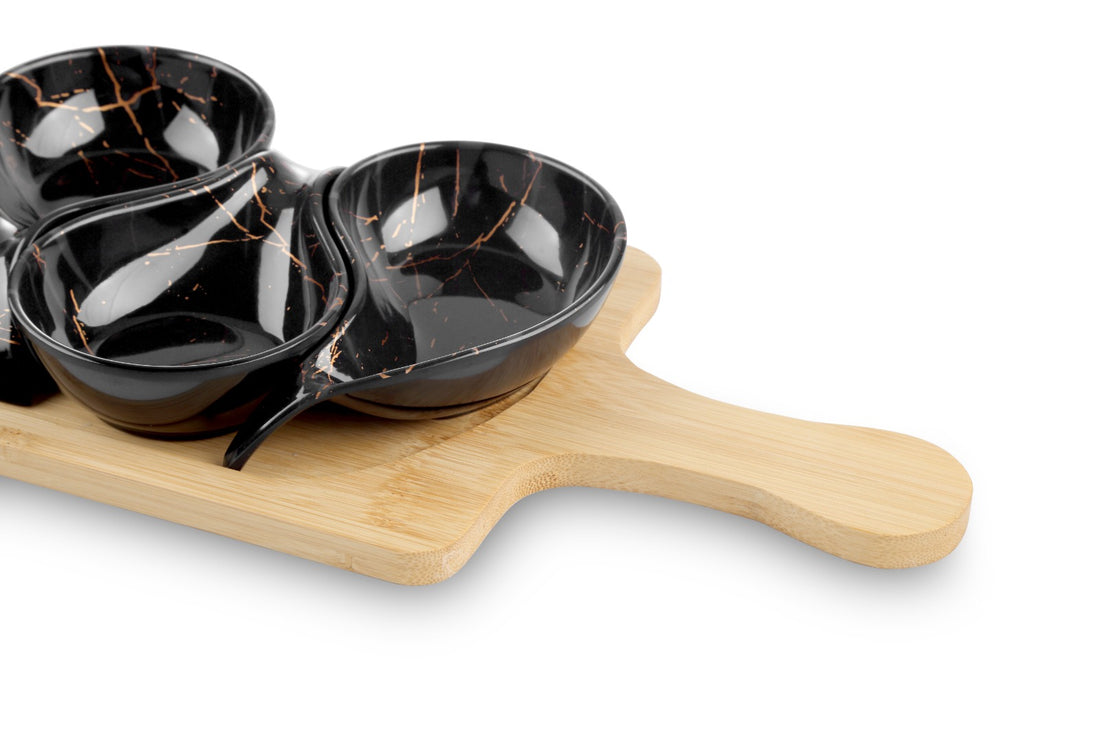 Serveerplank met 6 schaaltjes – marmerlook