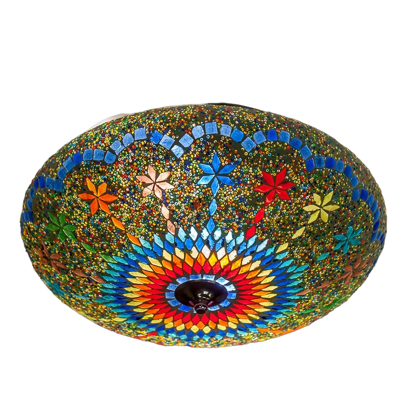 Oriental mosaic flush mount ceiling light - 38 cm diameter