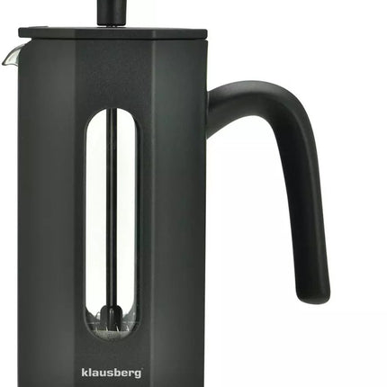 Klausberg KB7676 - Cafetière et théière à piston - 0,35 litre - Design octogonal - Infuseur à thé - Acier inoxydable et verre borosilicate - Convient pour le café, le thé et les herbes