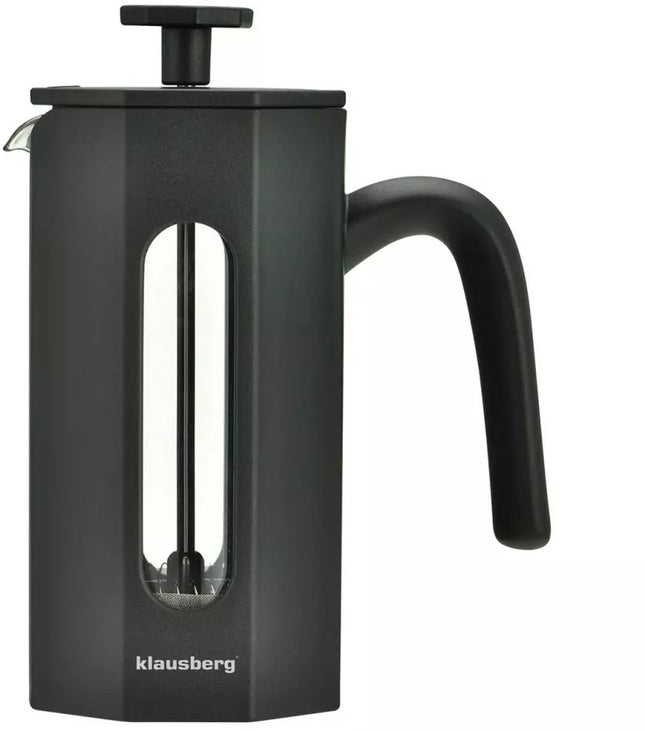 Klausberg KB7676 - Cafetière et théière à piston - 0,35 litre - Design octogonal - Infuseur à thé - Acier inoxydable et verre borosilicate - Convient pour le café, le thé et les herbes