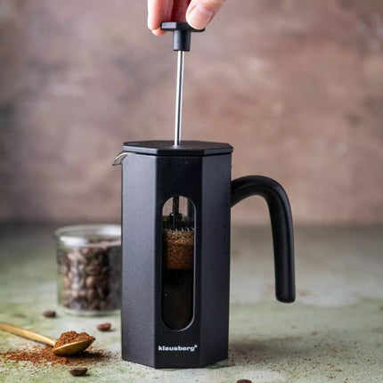 Klausberg KB7676 - Cafetière et théière à piston - 0,35 litre - Design octogonal - Infuseur à thé - Acier inoxydable et verre borosilicate - Convient pour le café, le thé et les herbes