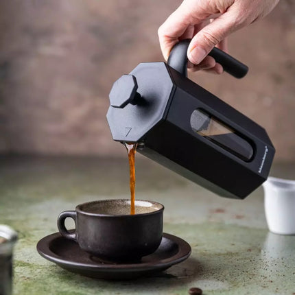 Klausberg KB7676 - Cafetière et théière à piston - 0,35 litre - Design octogonal - Infuseur à thé - Acier inoxydable et verre borosilicate - Convient pour le café, le thé et les herbes
