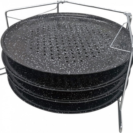 Support à pizza pour four - Pour 4 pizzas simultanément - Inox - 32 cm