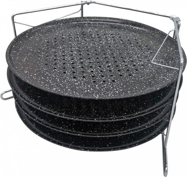Support à pizza pour four - Pour 4 pizzas simultanément - Inox - 32 cm