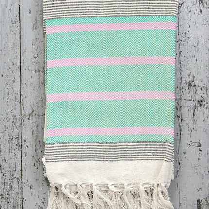 Plaid en coton oriental à pompons