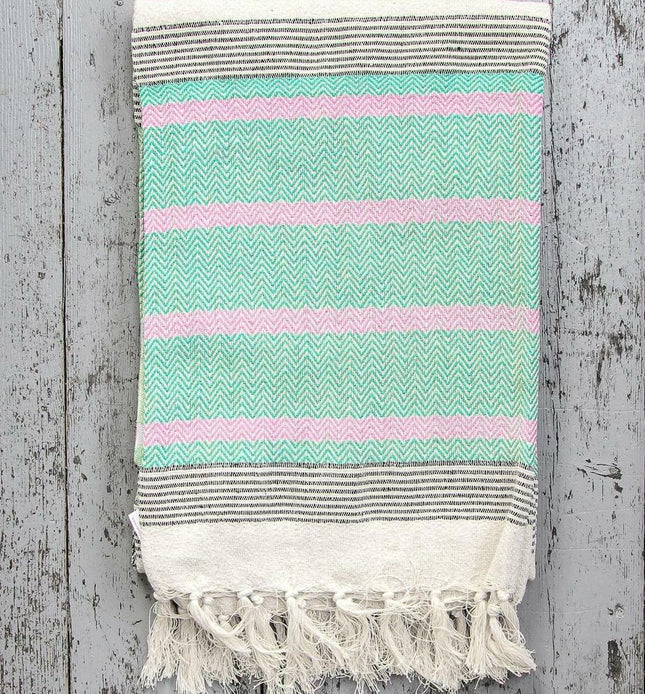 Plaid en coton oriental à pompons