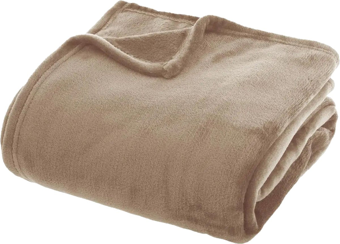 Atmosphera effen plaid van flanel fleece – 180 x 230 cm, beige – foto 2