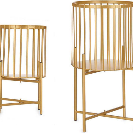 Lot de 2 Jardinières dorées - Pot de fleurs - Table à plantes