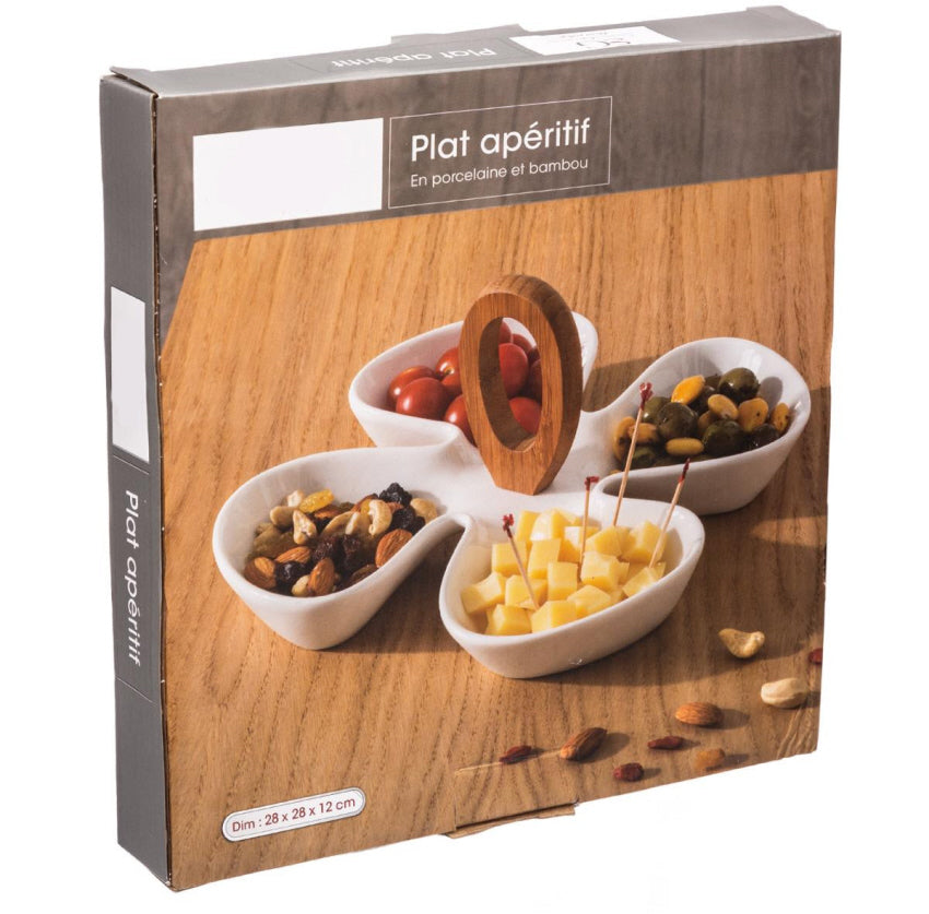 Porzellan-Bambus-Aperitifplatte