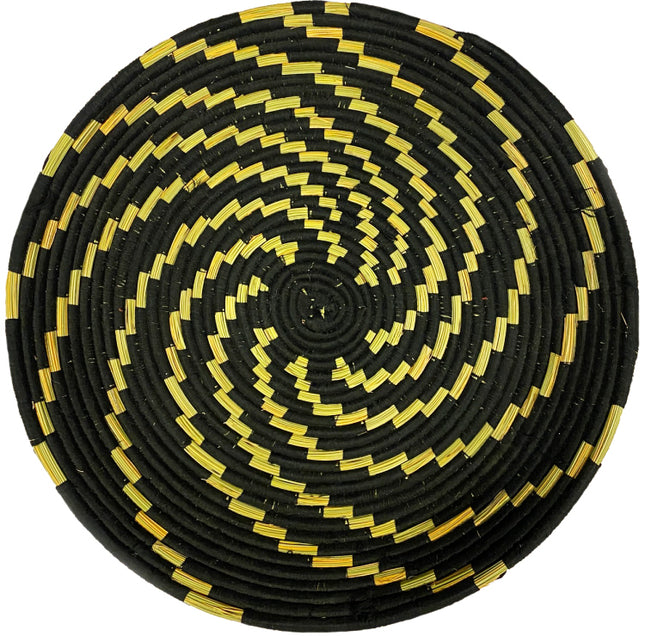 Panier marocain plat noir naturel Ø 45 cm