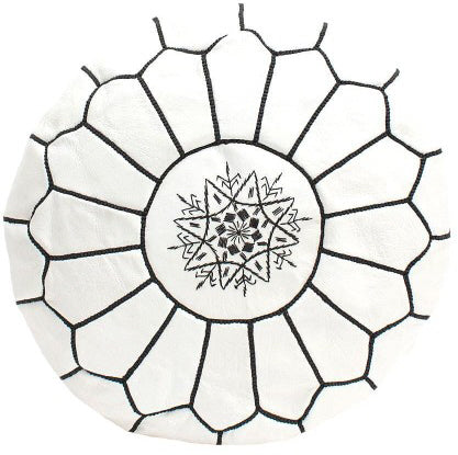 Pouf marocain blanc avec noir