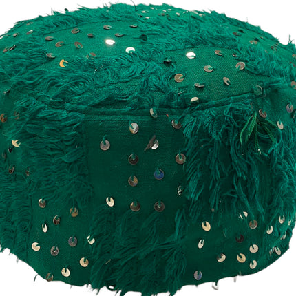 Pouf berbère marocain kilim fait main à paillettes