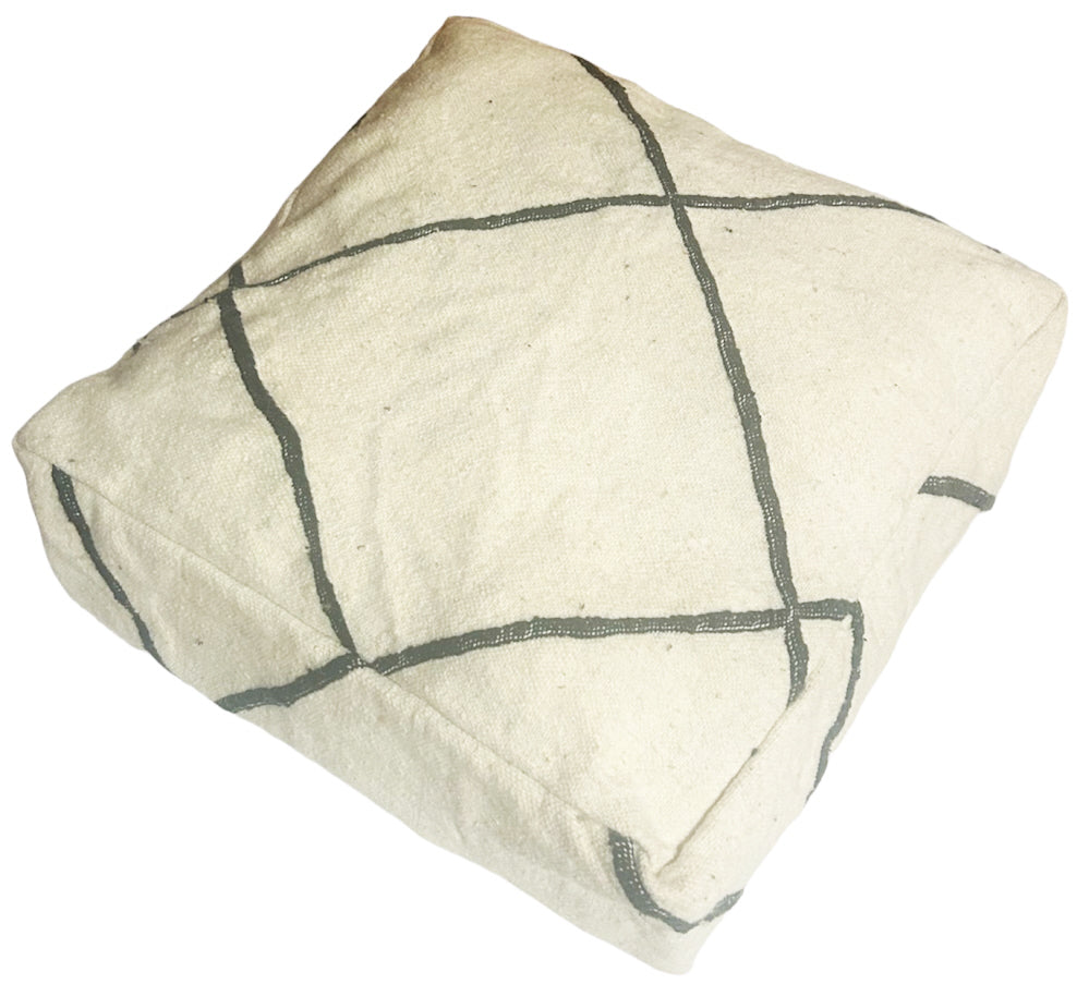Marokkaanse vloerpoef vierkant – berber kelim poef, gebroken wit, 60 x 60 cm – foto 2