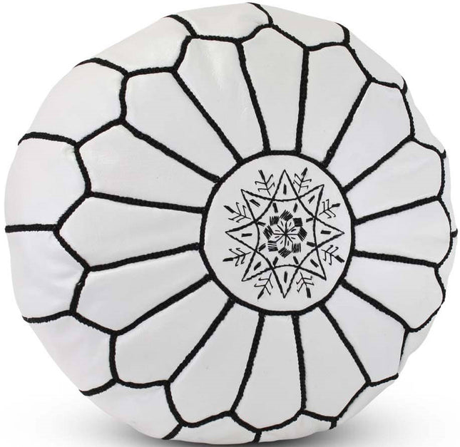 Pouf marocain blanc avec noir