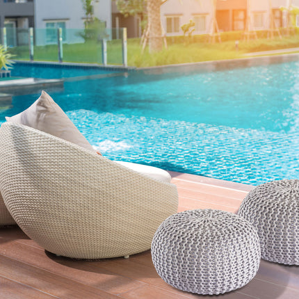 Pouf d'intérieur et d'extérieur - tricoté - Ø 45 cm