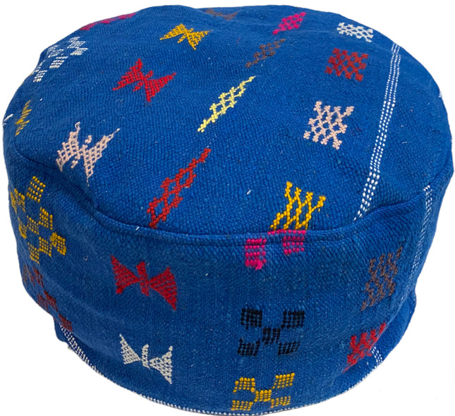 Pouf berbère kilim marocain vintage bleu