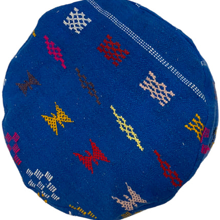 Pouf berbère kilim marocain vintage bleu