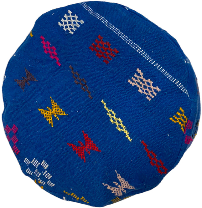 Pouf berbère kilim marocain vintage bleu