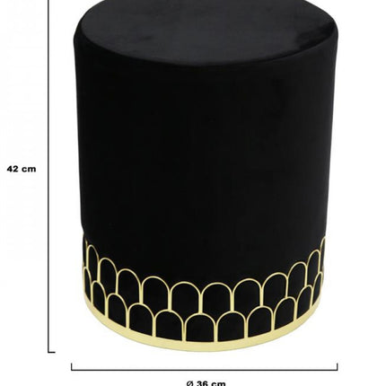 Pouf velours noir or