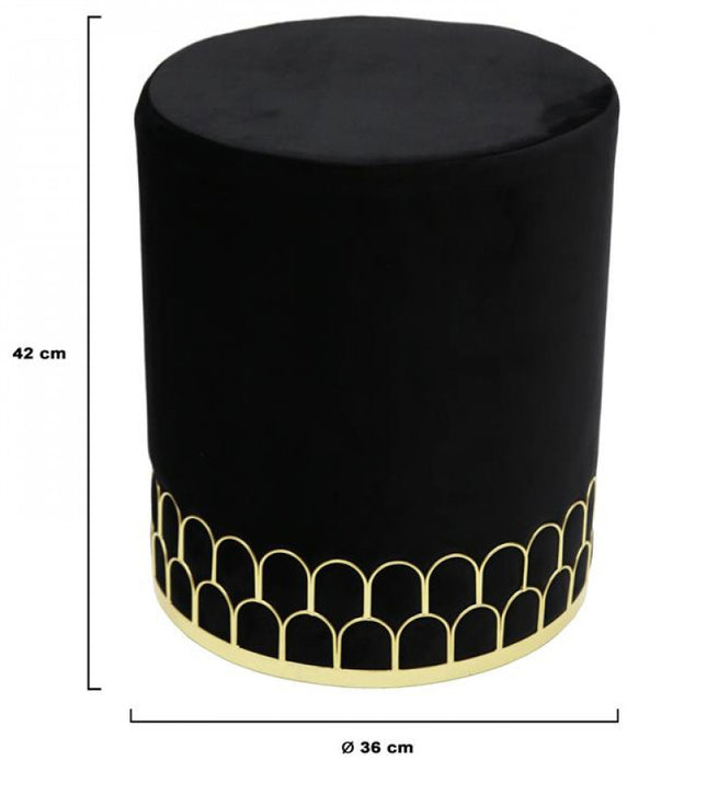Pouf velours noir or