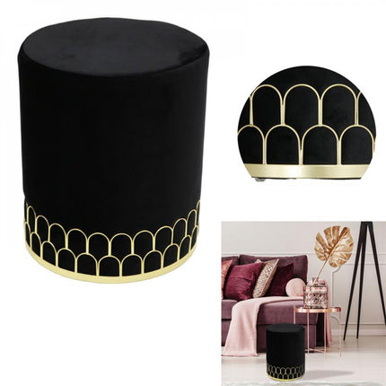 Pouf velours noir or