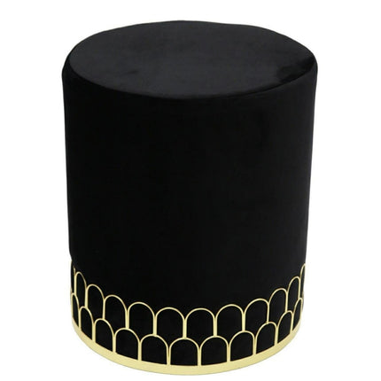 Pouf velours noir or