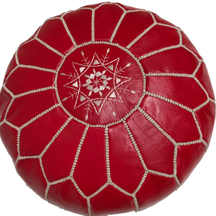 Pouf en cuir - Fait main et haute qualité - Bordeaux