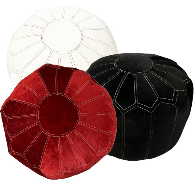 Pouf rond marocain en velours doux