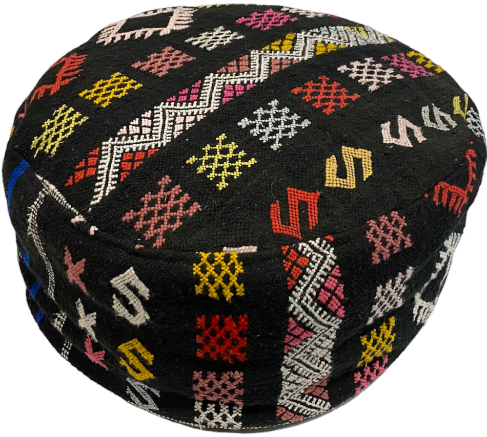 Marokkanischer Kelim-Pouf schwarz
