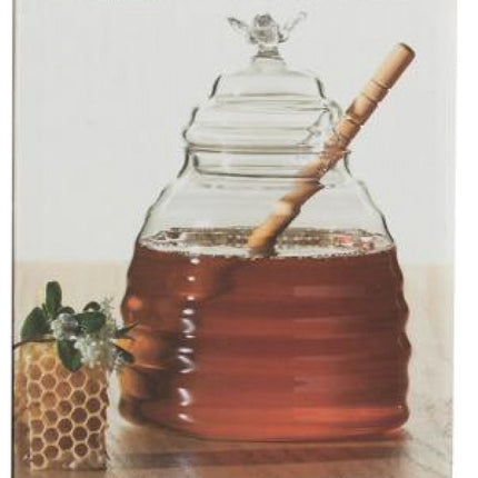 Pot de miel en verre avec cuillère en bois