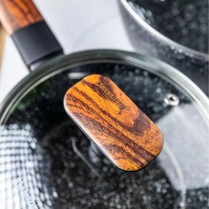 Batterie de cuisine en granit 12 pièces avec revêtement en marbre - Compatible avec l'induction et toutes les sources de chaleur - Anti-rayures et cuisine saine