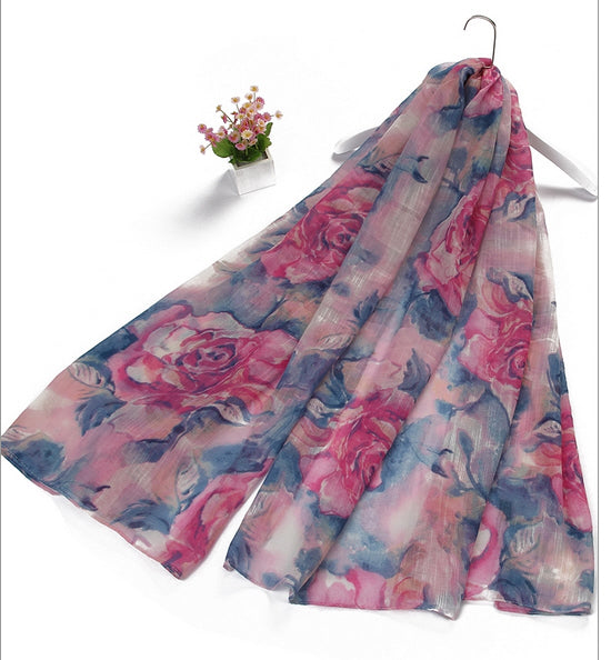 Printsjaal blau/rosé