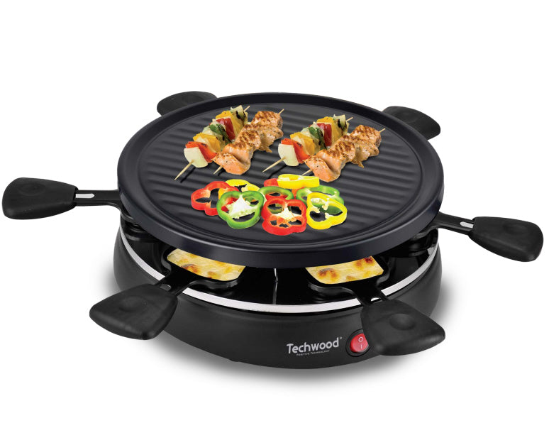 Techwood Grill Party gourmetset voor 6 personen – grill en raclette, 800 W