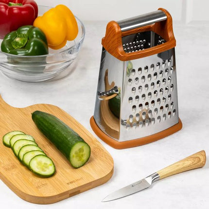Kinghoff KH4088 - Râpe en acier inoxydable de haute qualité - 4 surfaces de râpage différentes - Poignée confortable - Idéale pour le fromage, les légumes et plus encore