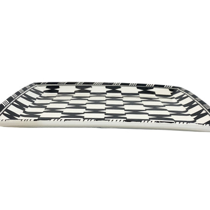 Vaisselle plate rectangulaire noire et blanche 32X21CM