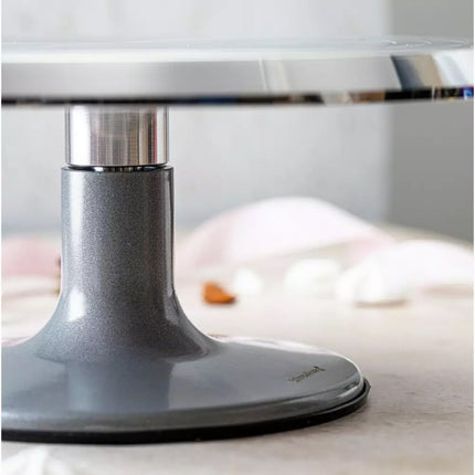 Présentoir à gâteaux de luxe – Plateau tournant – Ø30 cm – Acier inoxydable brossé