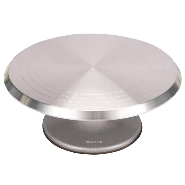 Présentoir à gâteaux de luxe – Plateau tournant – Ø30 cm – Acier inoxydable brossé