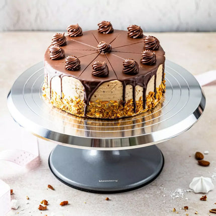 Présentoir à gâteaux de luxe – Plateau tournant – Ø30 cm – Acier inoxydable brossé