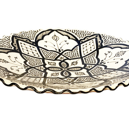 Plat en faïence bord cannelé Safi 35 cm
