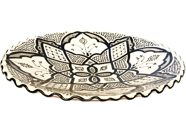 Plat en faïence bord cannelé Safi 35 cm