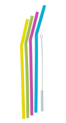 Pailles réutilisables en silicone, lot de 4